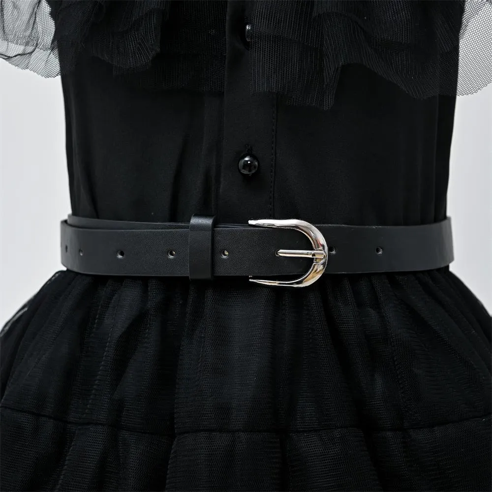 2618# 3-14 Years Old Yoliyolei Carnival Costume Kids Girls Party Dress 2pcs Set Turn Down Collar Halloween Black Costume For Babies 2023 With Belt