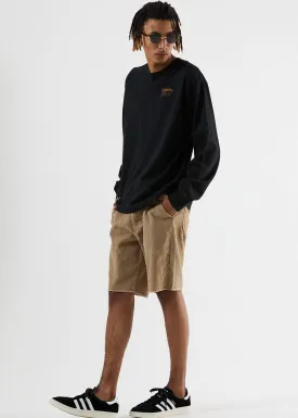 Afends Mens Killer Wale - Corduroy Fixed Waist Walkshort - Dirty Beige