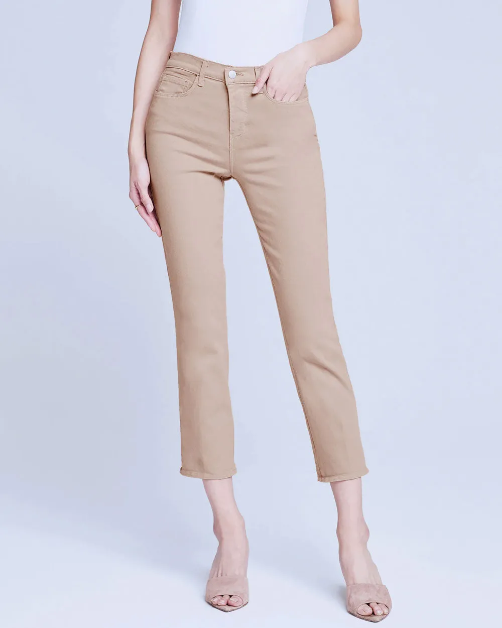 Alexia Cropped Cigarette Jeans in Cashew