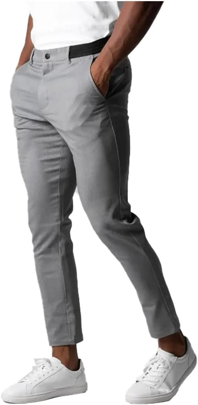 Bizgent Active Chinos, Chinos Pants Men Slim Fit Active Khaki Pants Mens, Elasticity Slim Fit Chinos Pants for Men