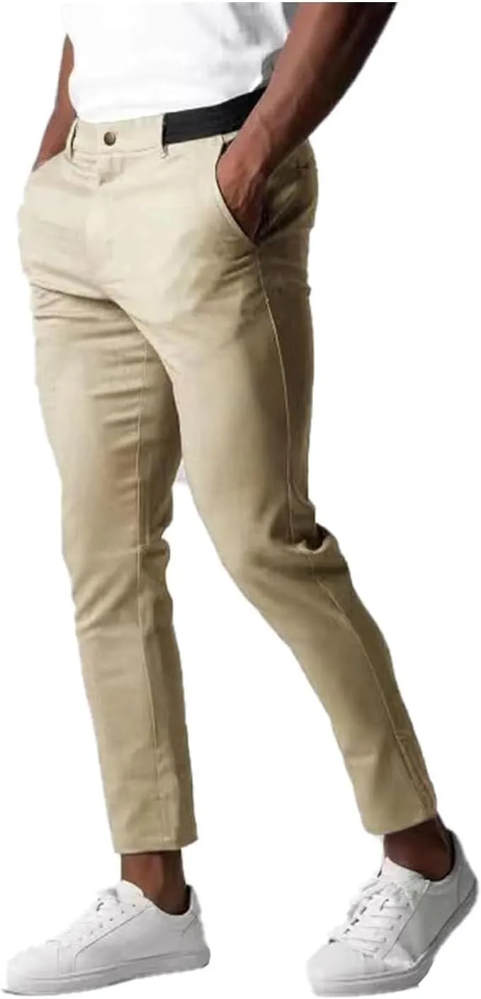 Bizgent Active Chinos, Chinos Pants Men Slim Fit Active Khaki Pants Mens, Elasticity Slim Fit Chinos Pants for Men