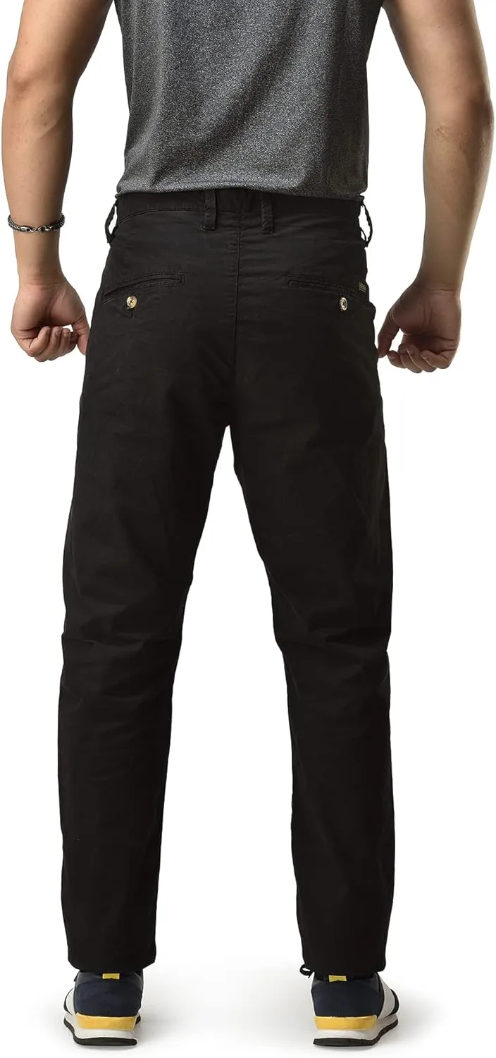 CHARBONNIER Mens Slim fit Chinos Pants, Flat Front Design and Back Buttoned Pockets, Comfortable Mens Pants for Casual wear
