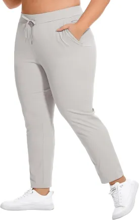 COOTRY Women's Plus Size Pants 7/8 Stretch Sweatpants Golf Athletic Travel Work Casual Joggers with Deep Pockets
