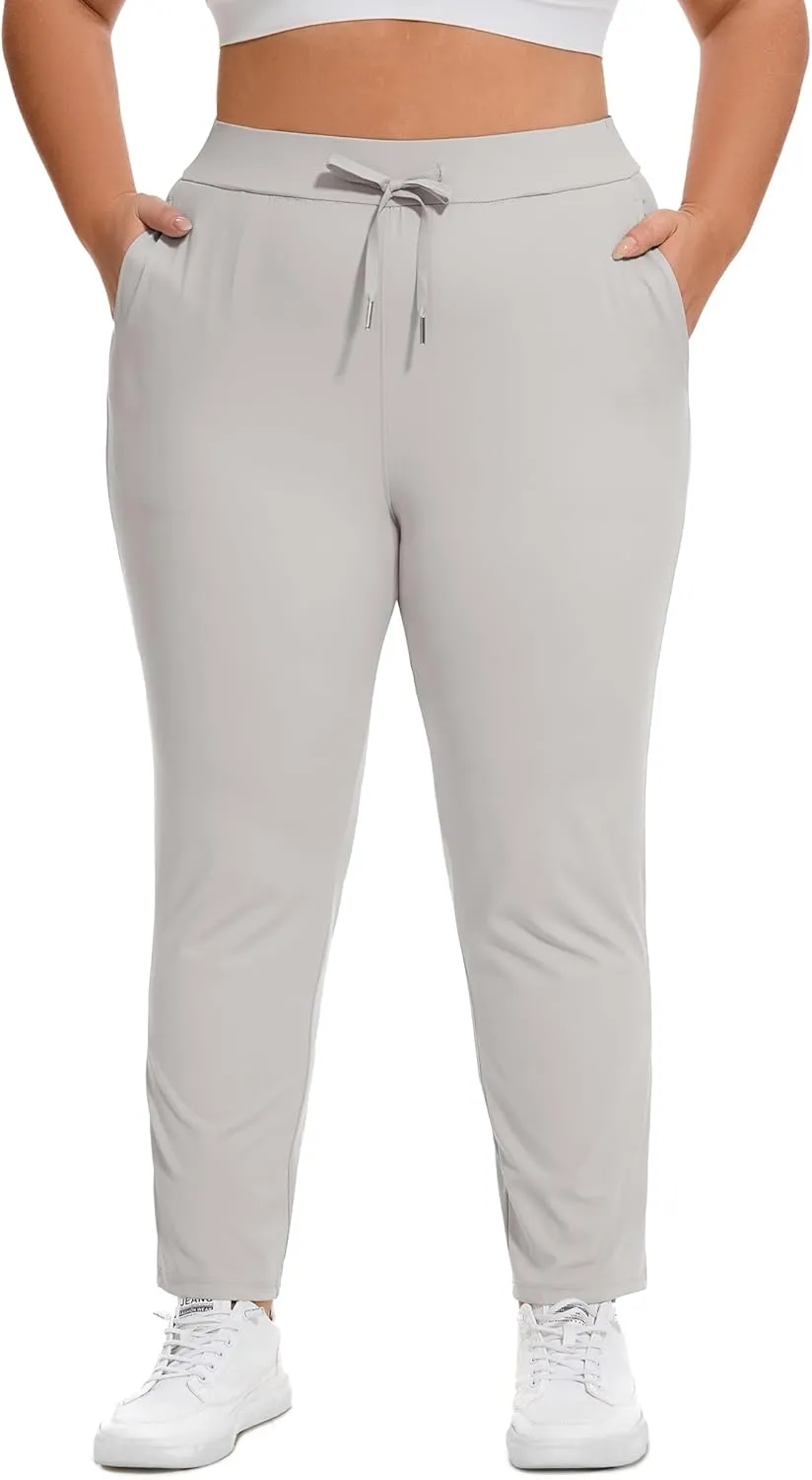 COOTRY Women's Plus Size Pants 7/8 Stretch Sweatpants Golf Athletic Travel Work Casual Joggers with Deep Pockets