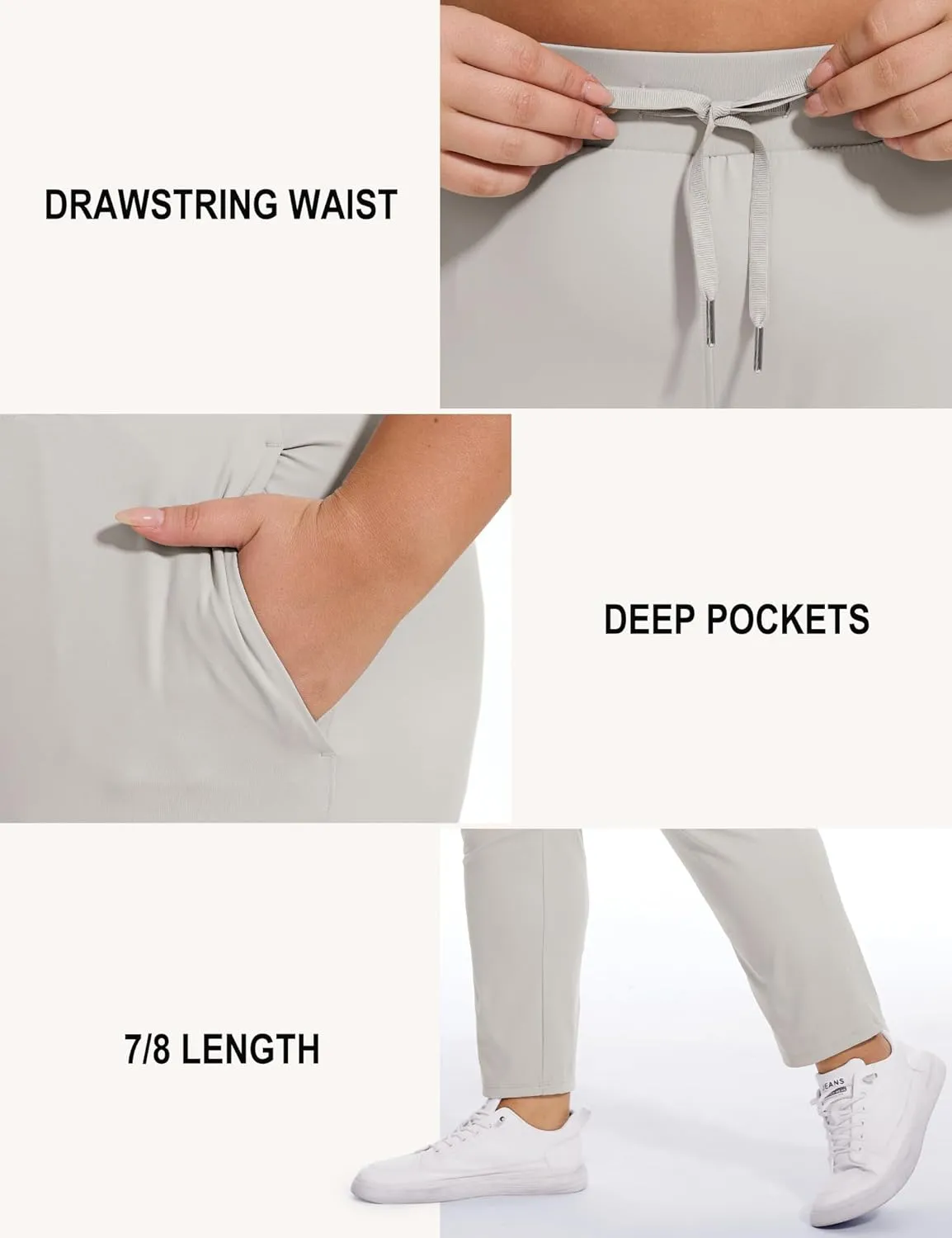 COOTRY Women's Plus Size Pants 7/8 Stretch Sweatpants Golf Athletic Travel Work Casual Joggers with Deep Pockets