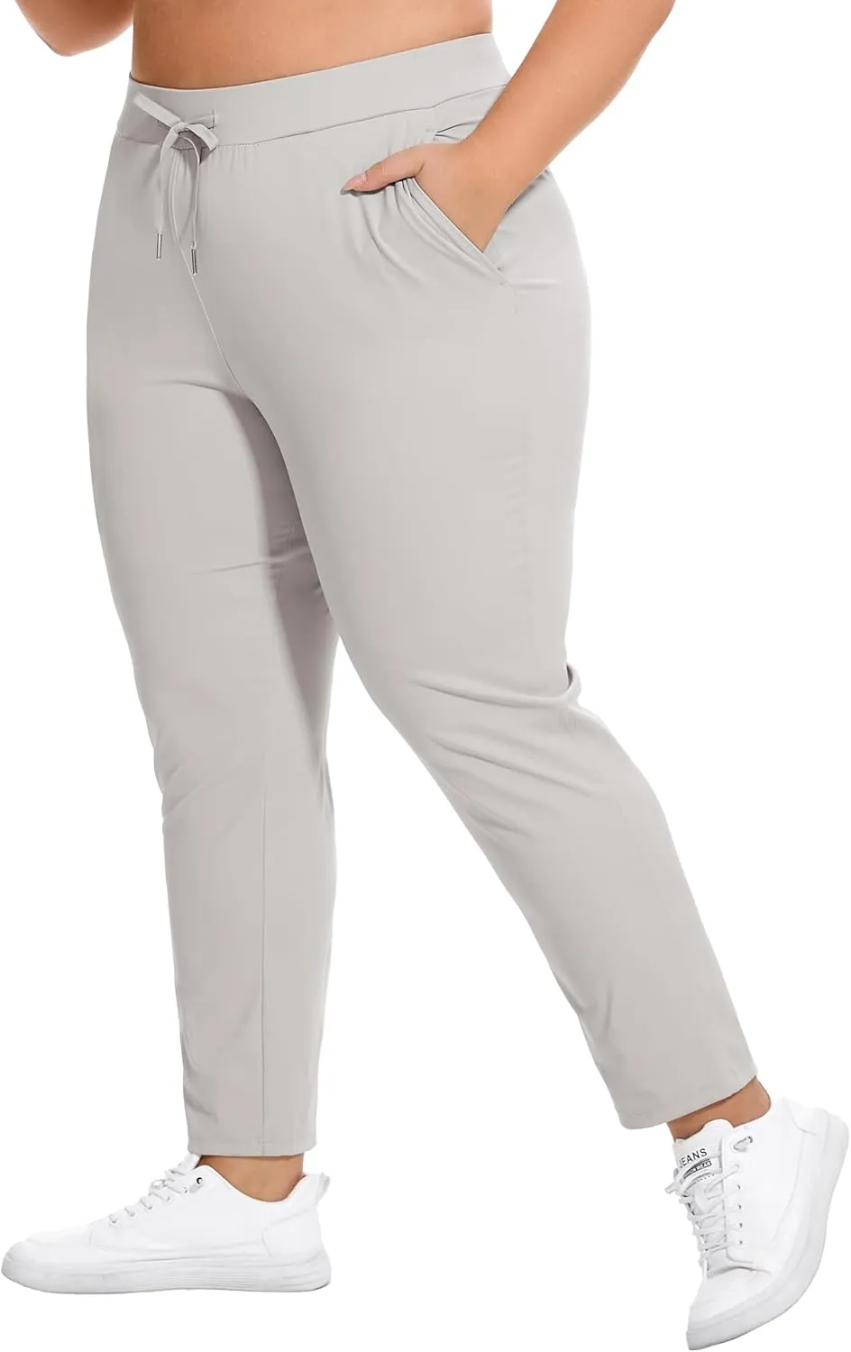 COOTRY Women's Plus Size Pants 7/8 Stretch Sweatpants Golf Athletic Travel Work Casual Joggers with Deep Pockets