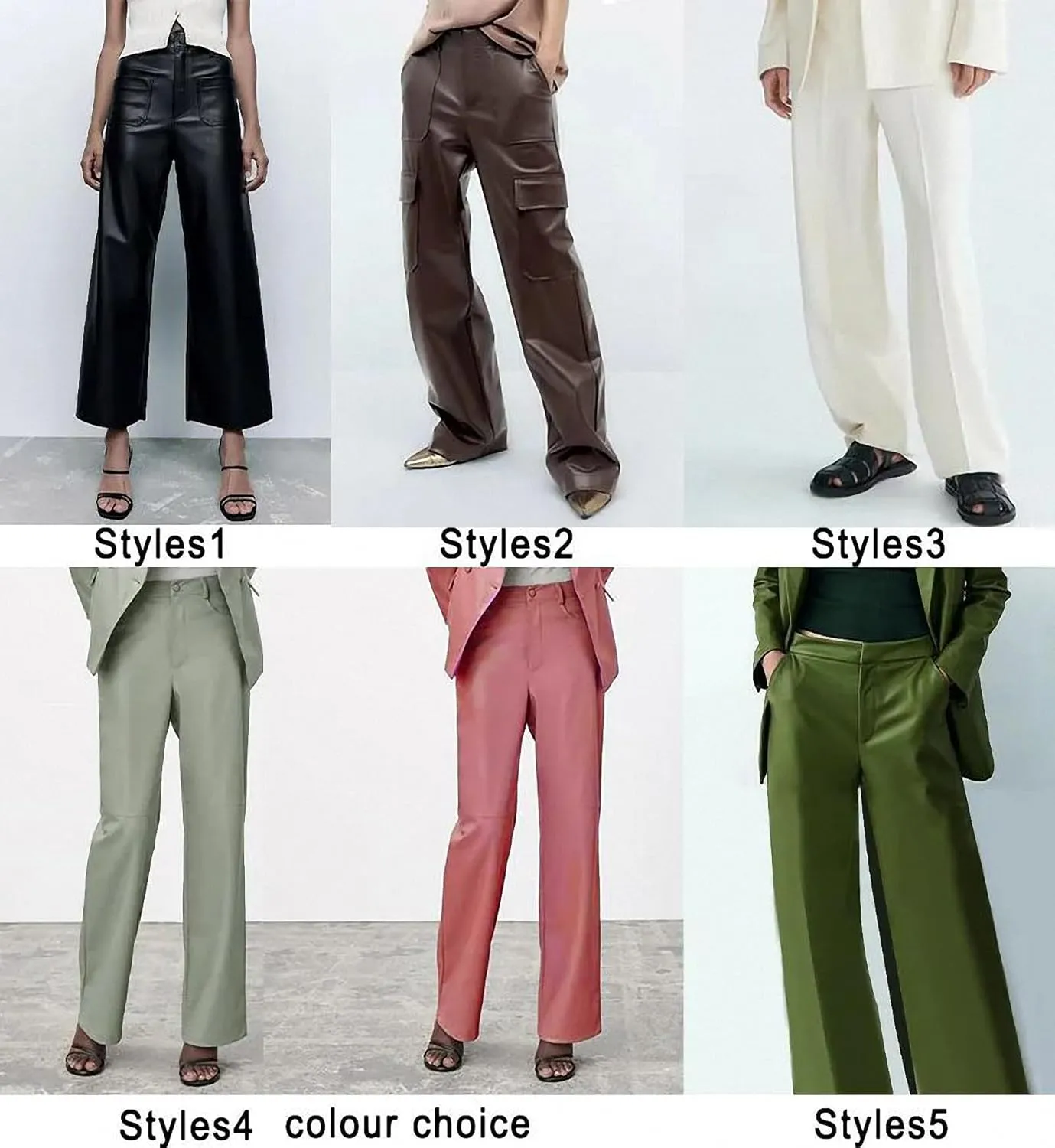 Dawery Boyfriend Straight High Waist Faux Leather Pants Women Casual Streetwear Loose Wide Leg PU Cargo Female Full Length Trousers