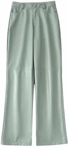 Dawery Boyfriend Straight High Waist Faux Leather Pants Women Casual Streetwear Loose Wide Leg PU Cargo Female Full Length Trousers