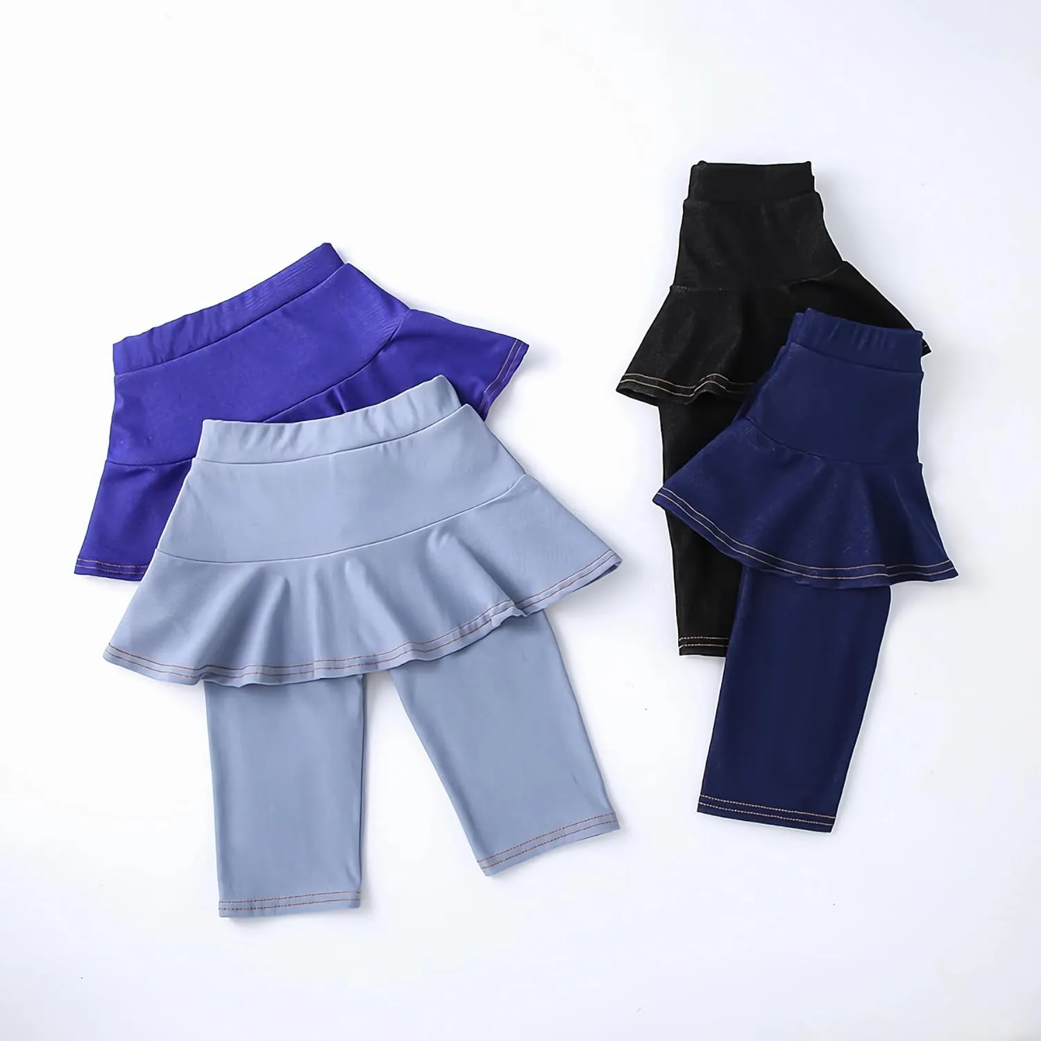 Girls' Knee Length Shorts with Skirt Imitation Denim Capri Leggings Kids Summer Casual Shorts 3-11 Years