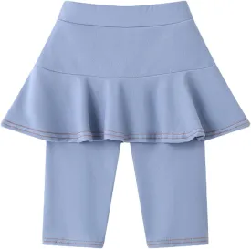 Girls' Knee Length Shorts with Skirt Imitation Denim Capri Leggings Kids Summer Casual Shorts 3-11 Years