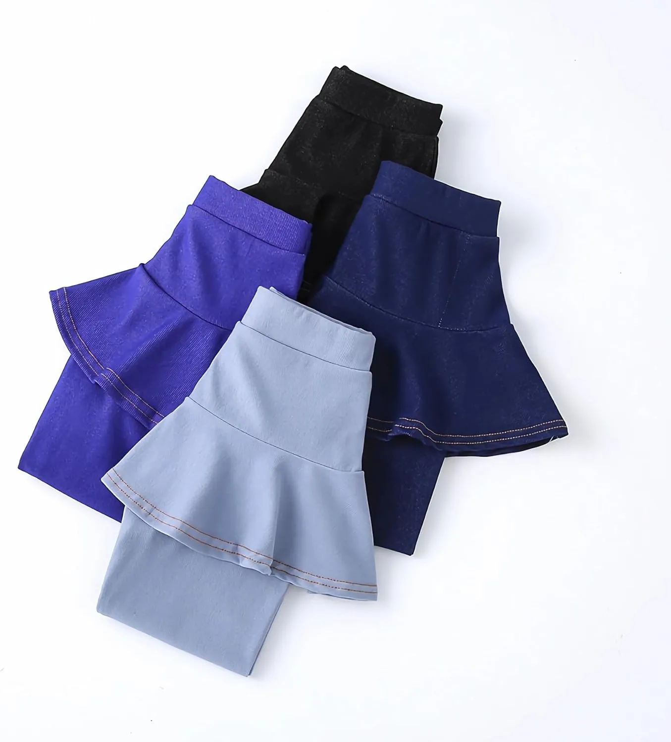 Girls' Knee Length Shorts with Skirt Imitation Denim Capri Leggings Kids Summer Casual Shorts 3-11 Years
