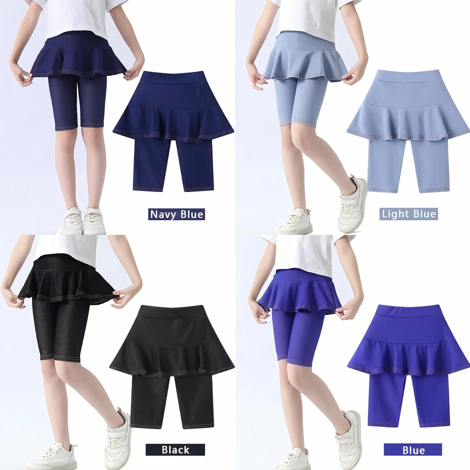 Girls' Knee Length Shorts with Skirt Imitation Denim Capri Leggings Kids Summer Casual Shorts 3-11 Years