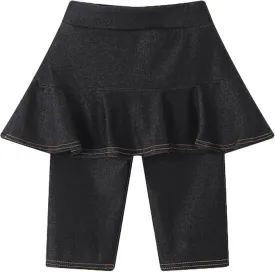 Girls' Knee Length Shorts with Skirt Imitation Denim Capri Leggings Kids Summer Casual Shorts 3-11 Years