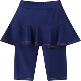 Girls' Knee Length Shorts with Skirt Imitation Denim Capri Leggings Kids Summer Casual Shorts 3-11 Years