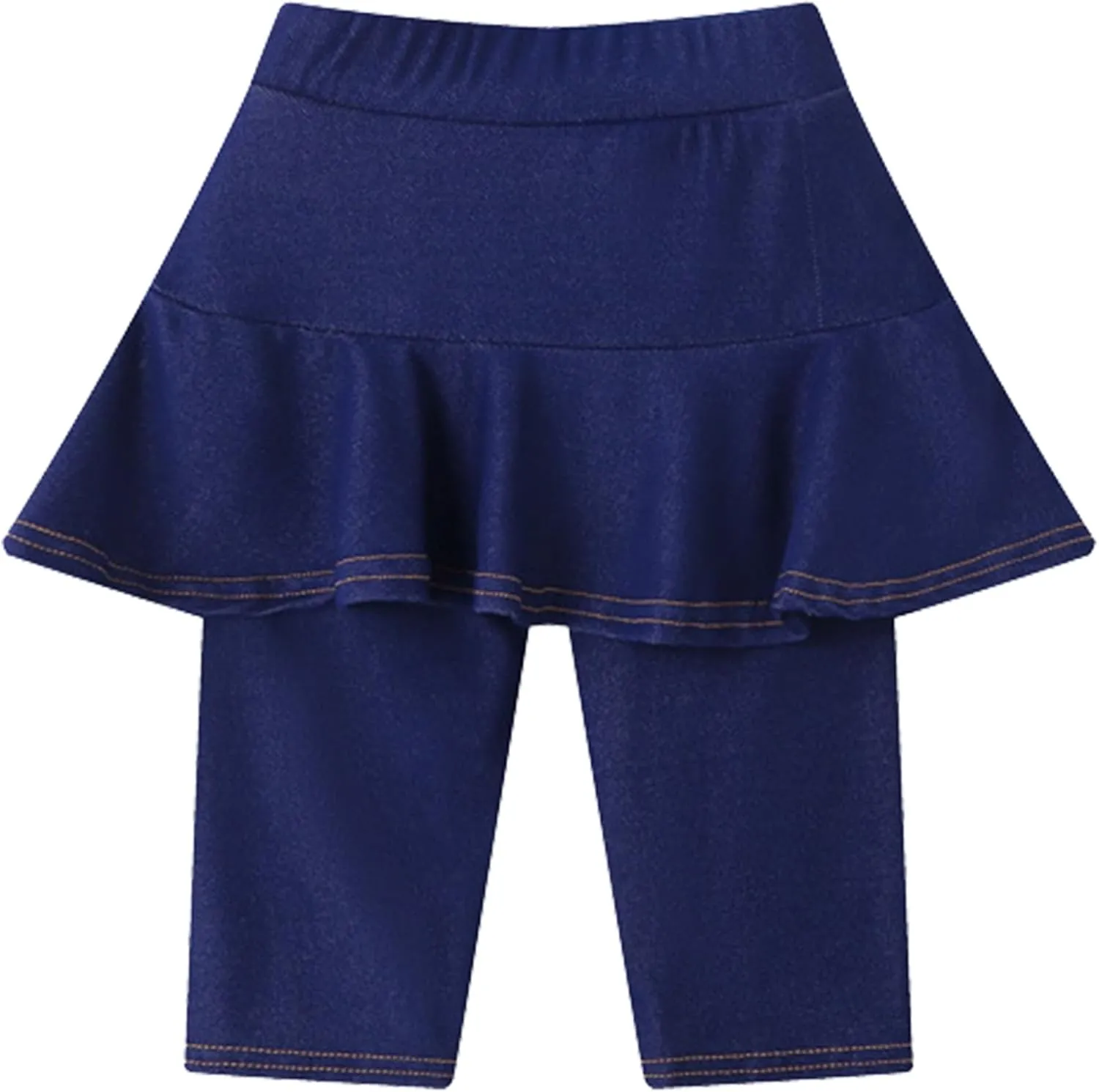 Girls' Knee Length Shorts with Skirt Imitation Denim Capri Leggings Kids Summer Casual Shorts 3-11 Years