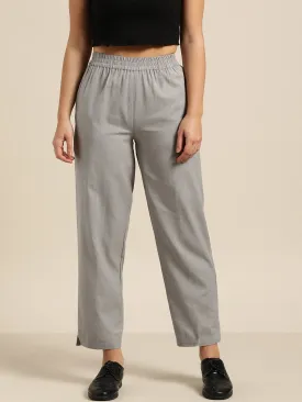 Grey Tapered Pants With Inlay Pockets