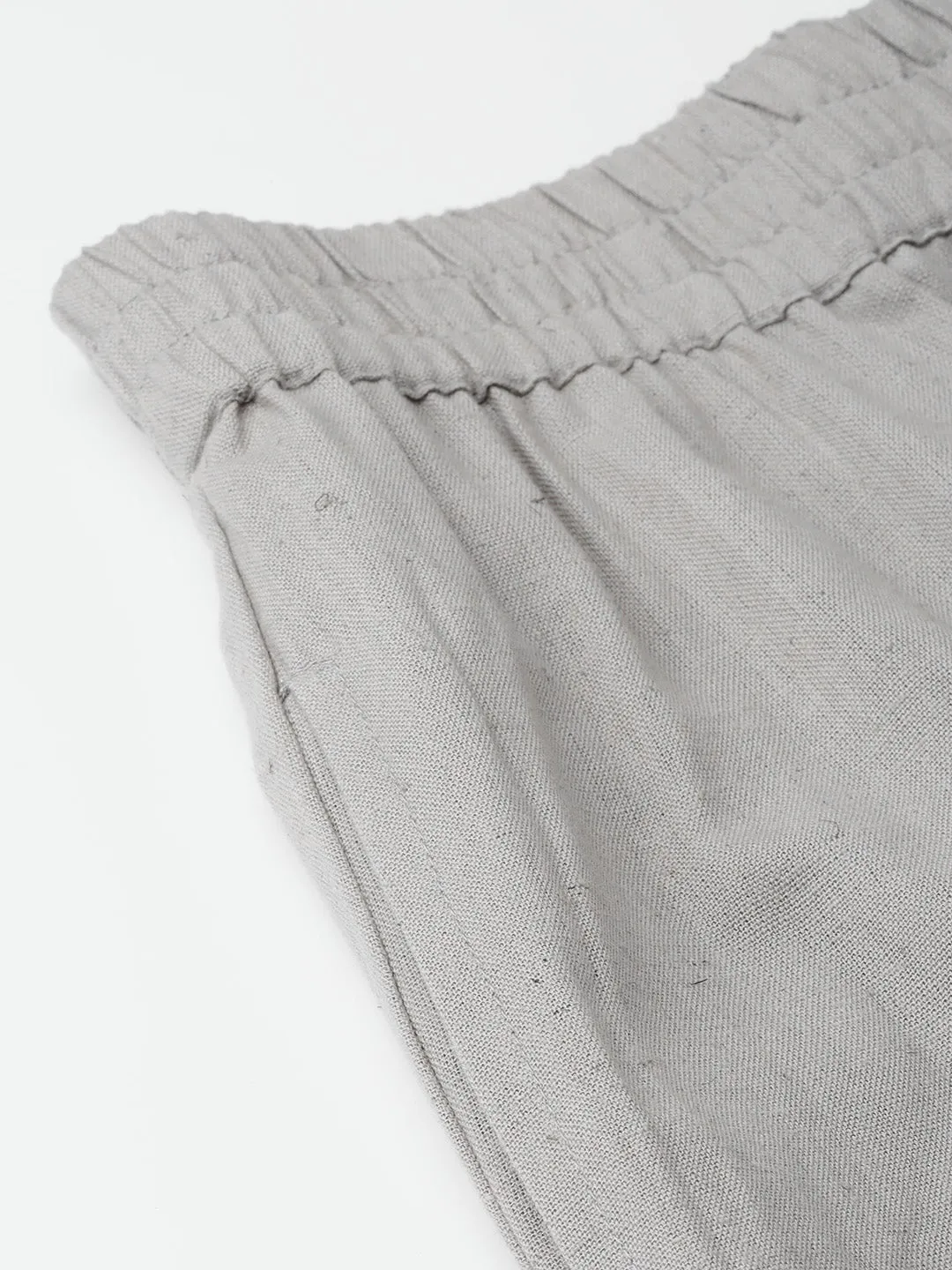 Grey Tapered Pants With Inlay Pockets