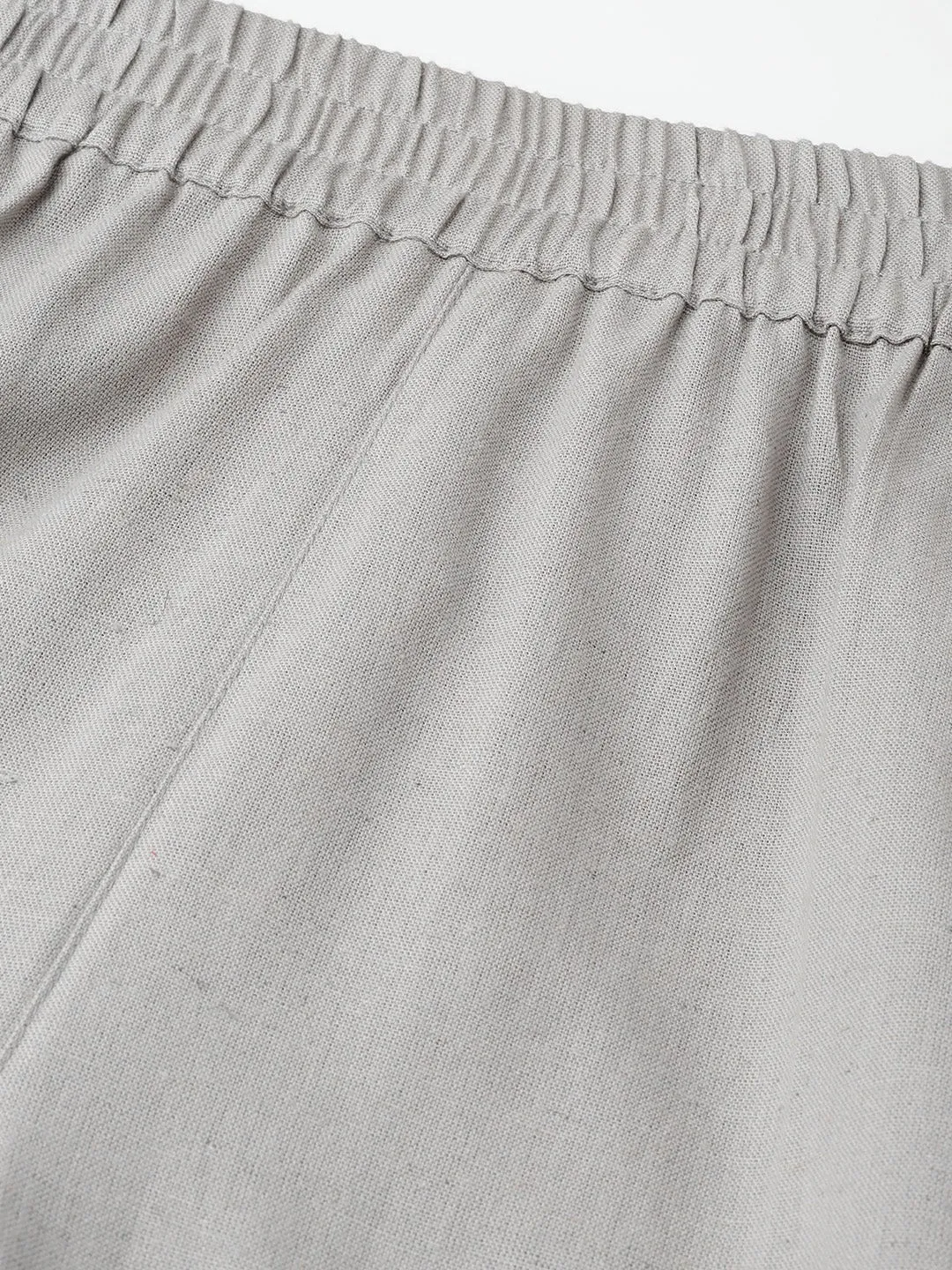 Grey Tapered Pants With Inlay Pockets