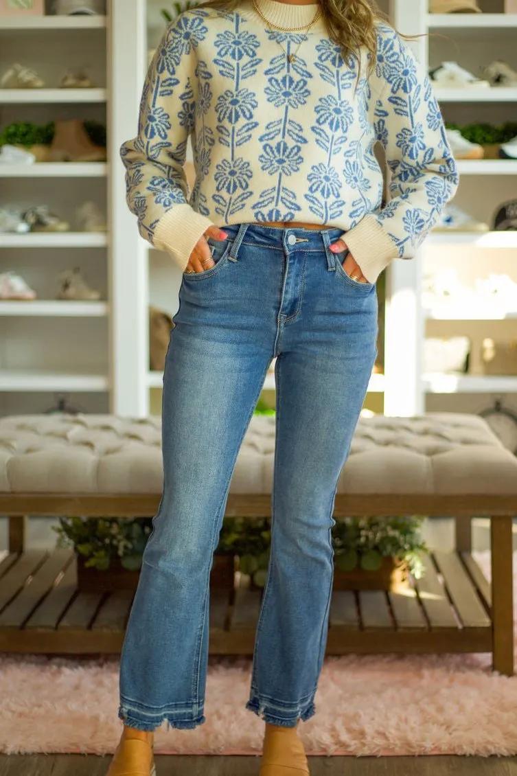 High Rise Crop Bootcut Jeans