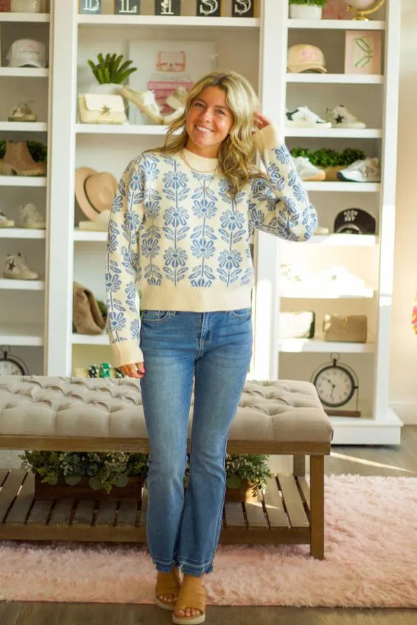 High Rise Crop Bootcut Jeans