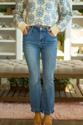 High Rise Crop Bootcut Jeans