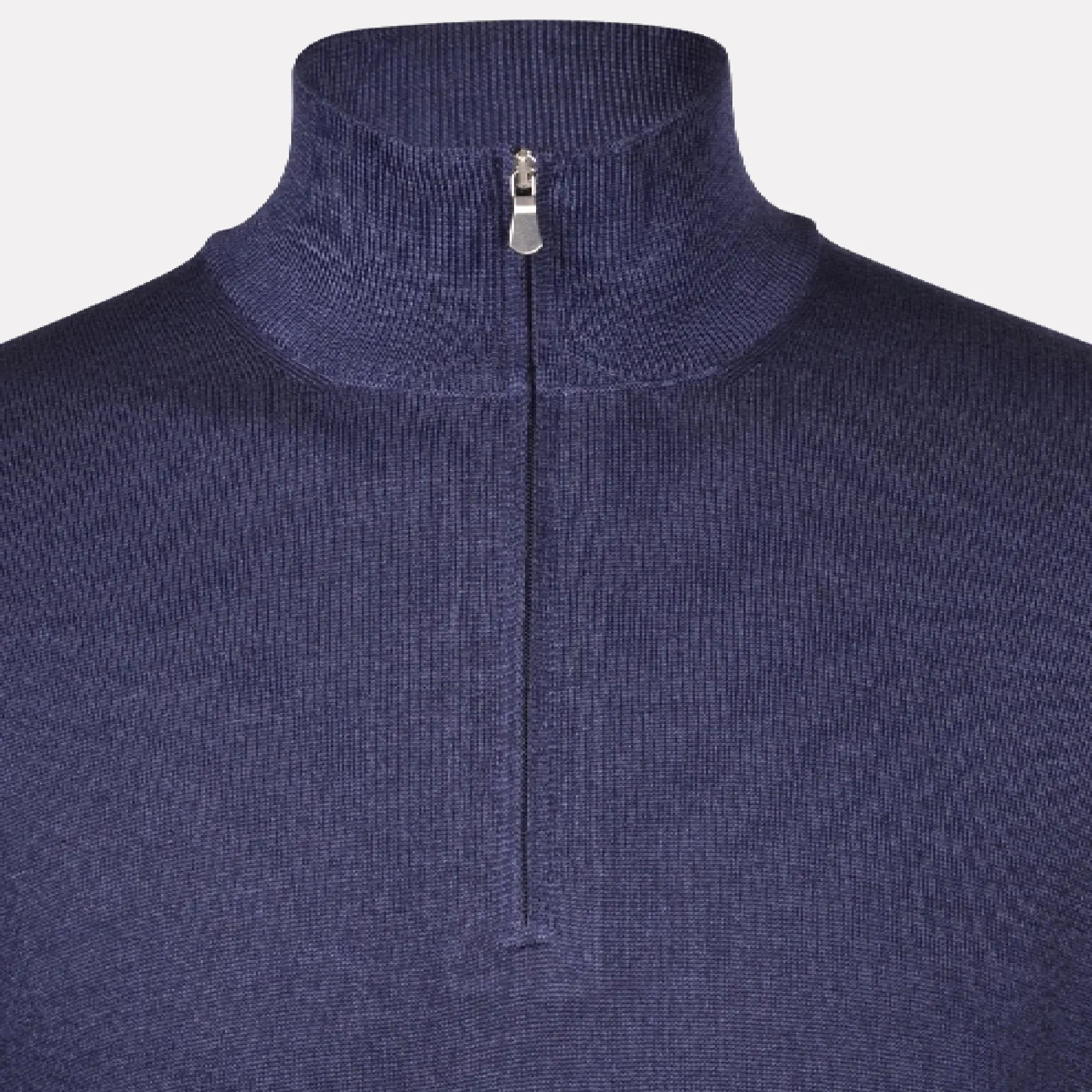 Italian Made Merino Wool Quarter Zip Mock / Hi Blue