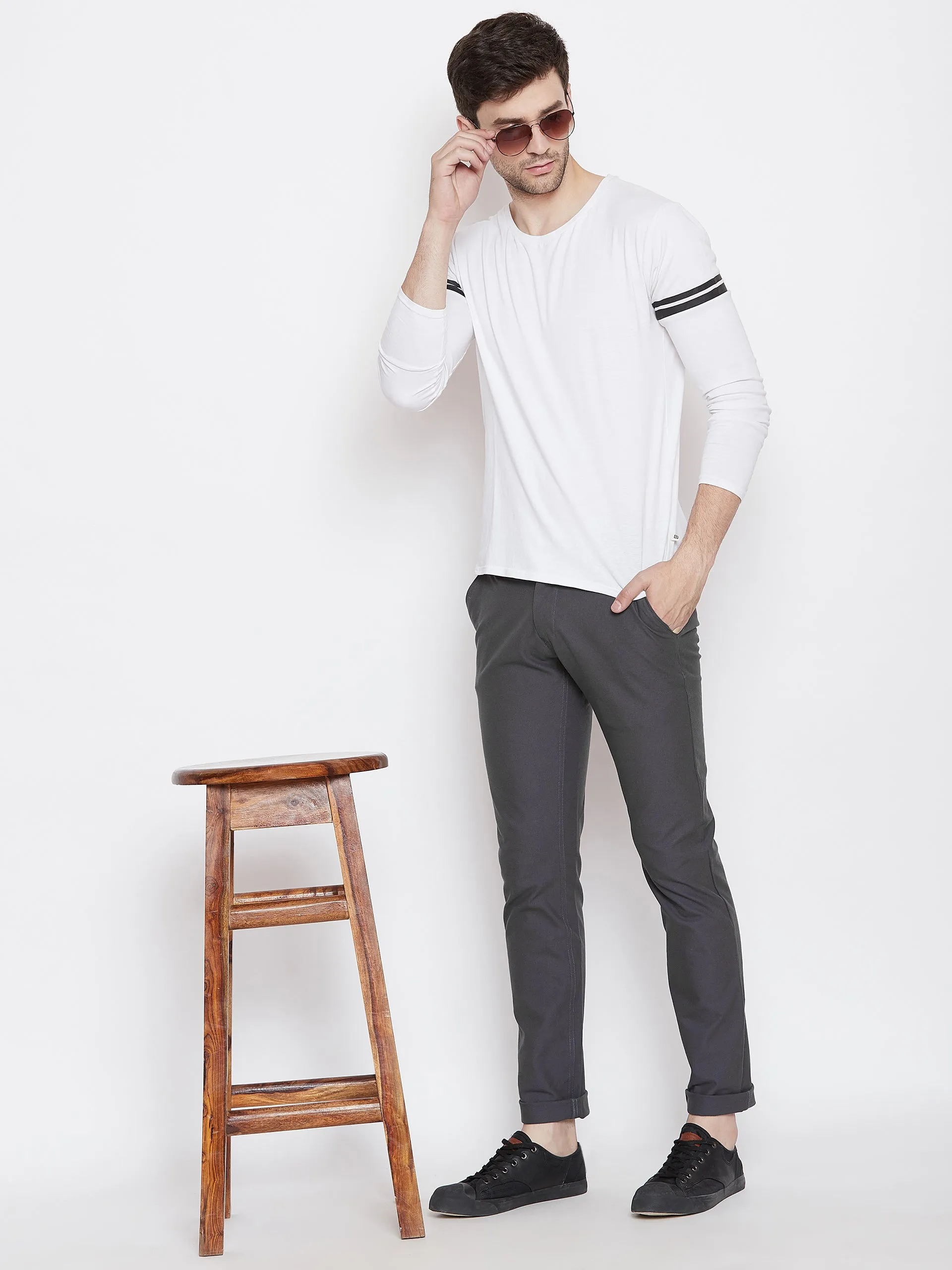 JUMP USA Men Grey Casual Slim Fit Solid Chinos