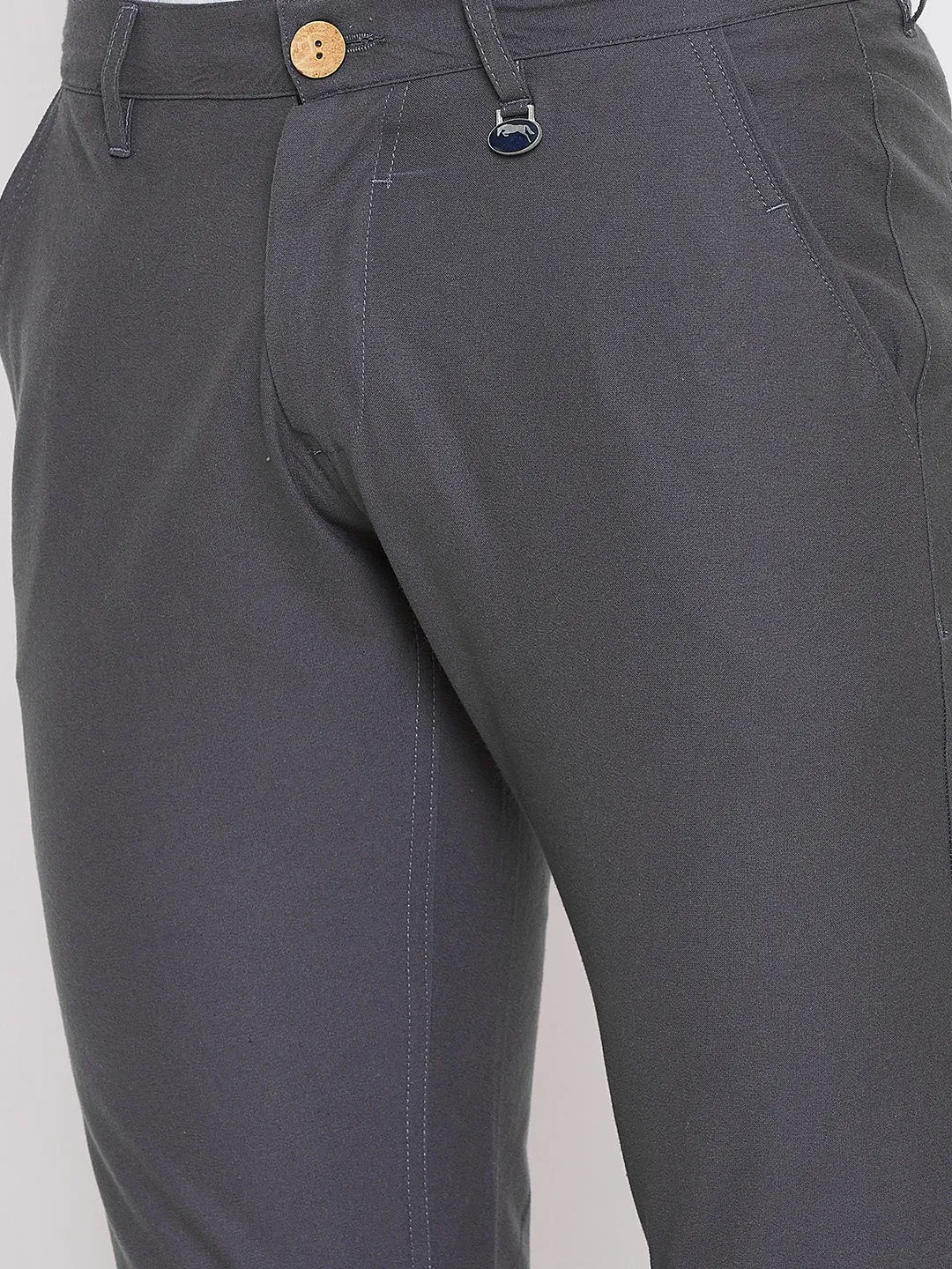 JUMP USA Men Grey Casual Slim Fit Solid Chinos