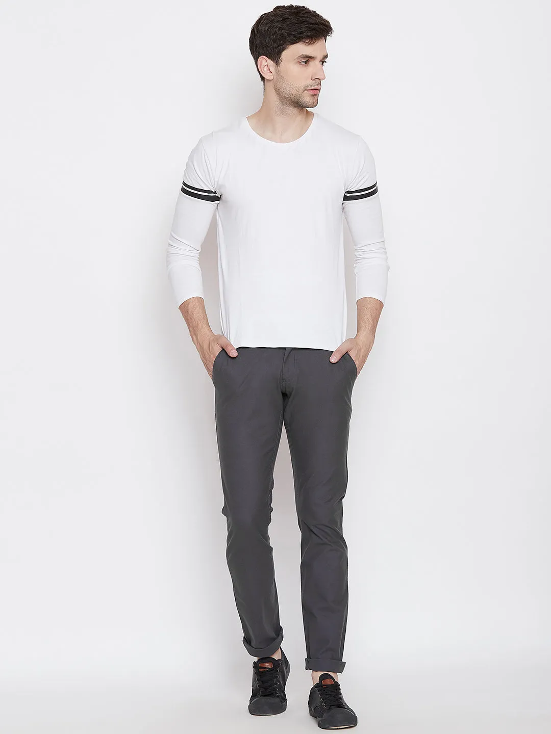 JUMP USA Men Grey Casual Slim Fit Solid Chinos