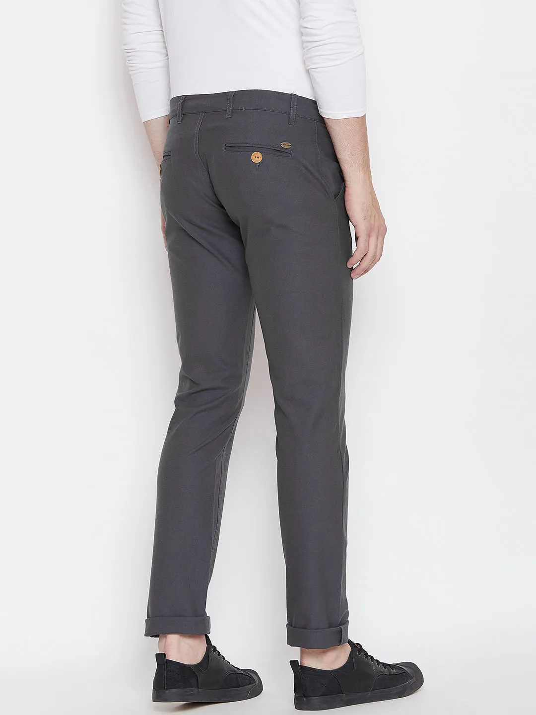JUMP USA Men Grey Casual Slim Fit Solid Chinos