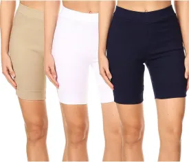 Jvini Bermuda Shorts for Women High Waist Pull On Stretch Jean Jeggings Knee Short with Slit Hem