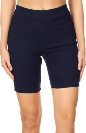 Jvini Bermuda Shorts for Women High Waist Pull On Stretch Jean Jeggings Knee Short with Slit Hem