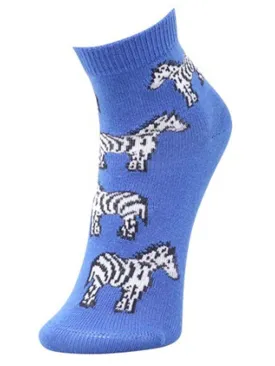 Kids Ankle Length Socks:Zebra:Blue