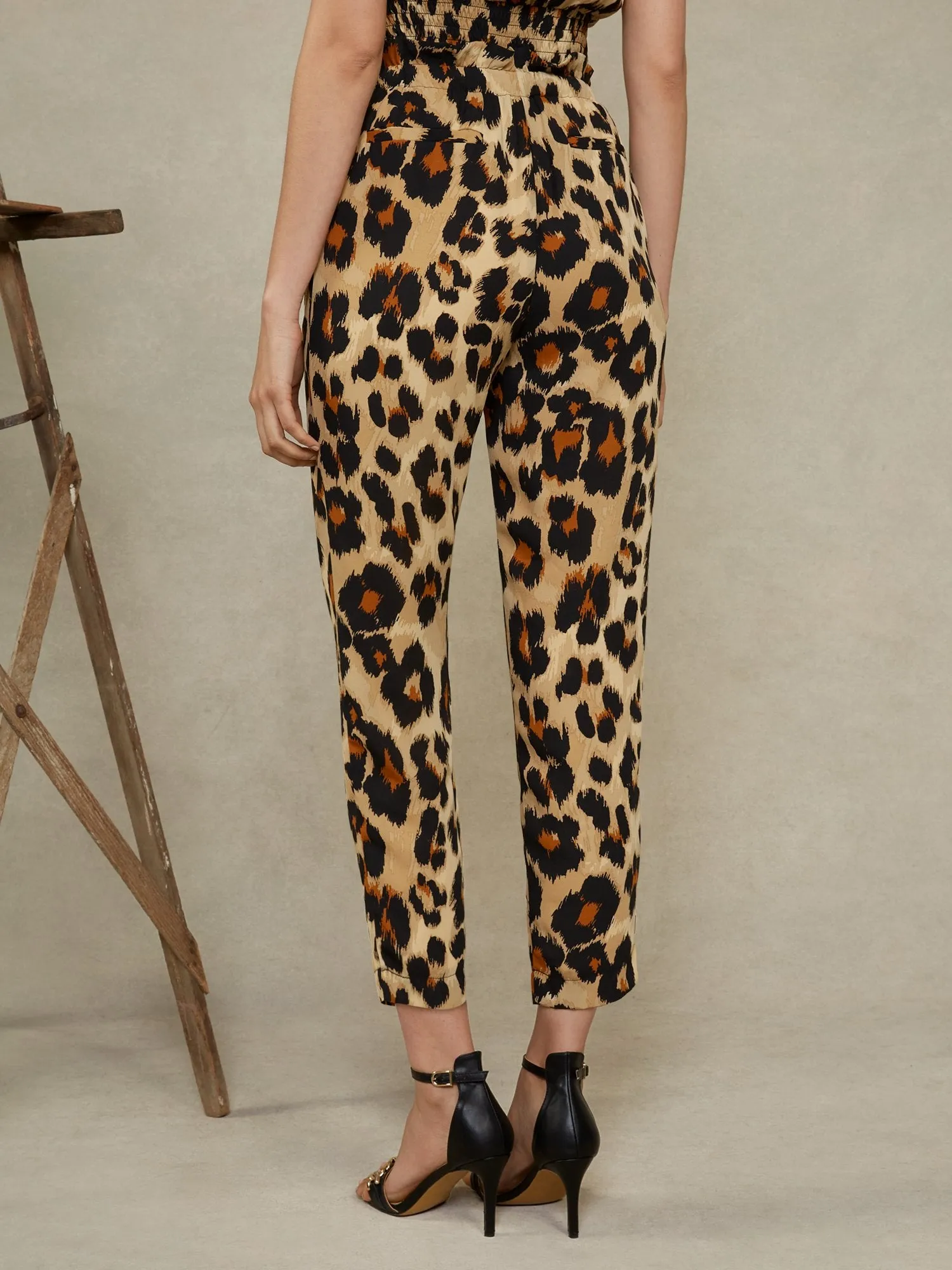 Leopard-Print Belted Ankle Pant