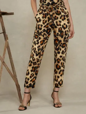 Leopard-Print Belted Ankle Pant