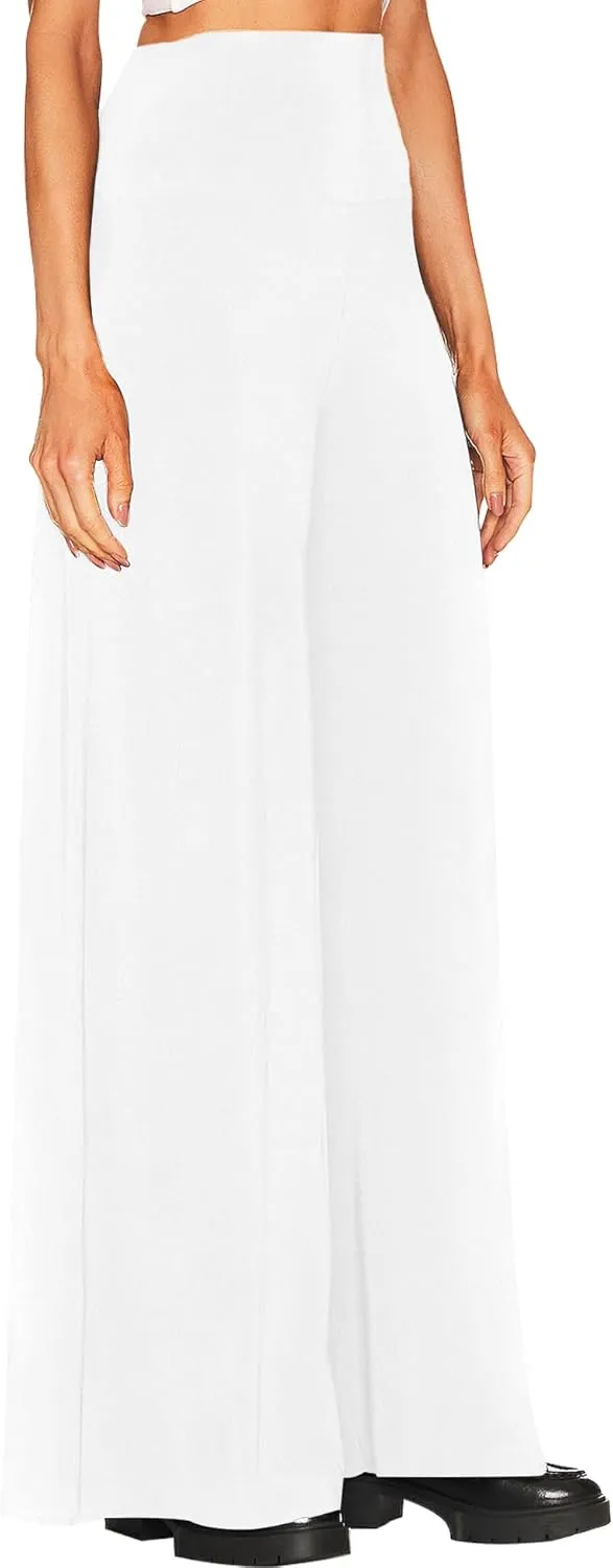 LuFeng Wide Leg Pants Woman High Waist Casual Elastic Flowy Pants Dressy Trousers