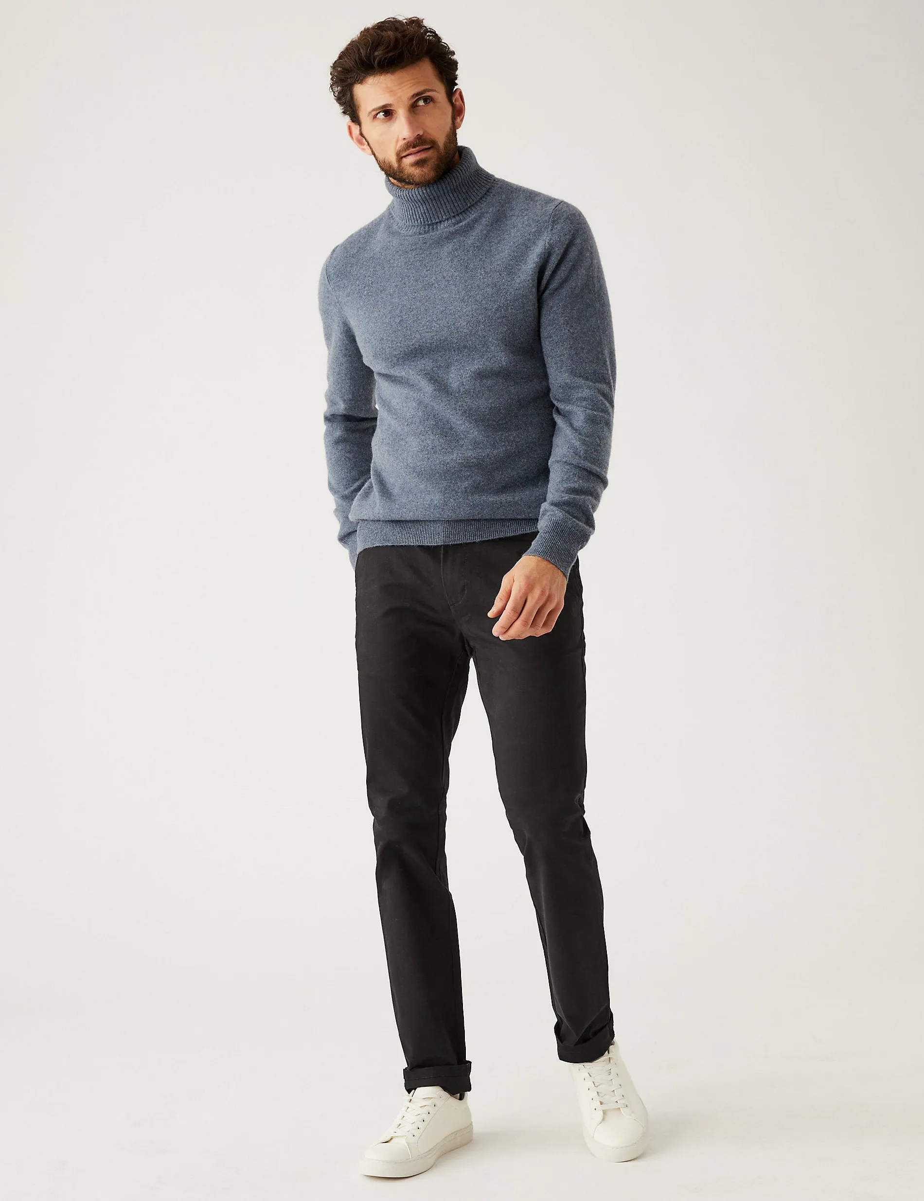Marks & Spencer Slim Fit Stretch Chinos, Black Mix