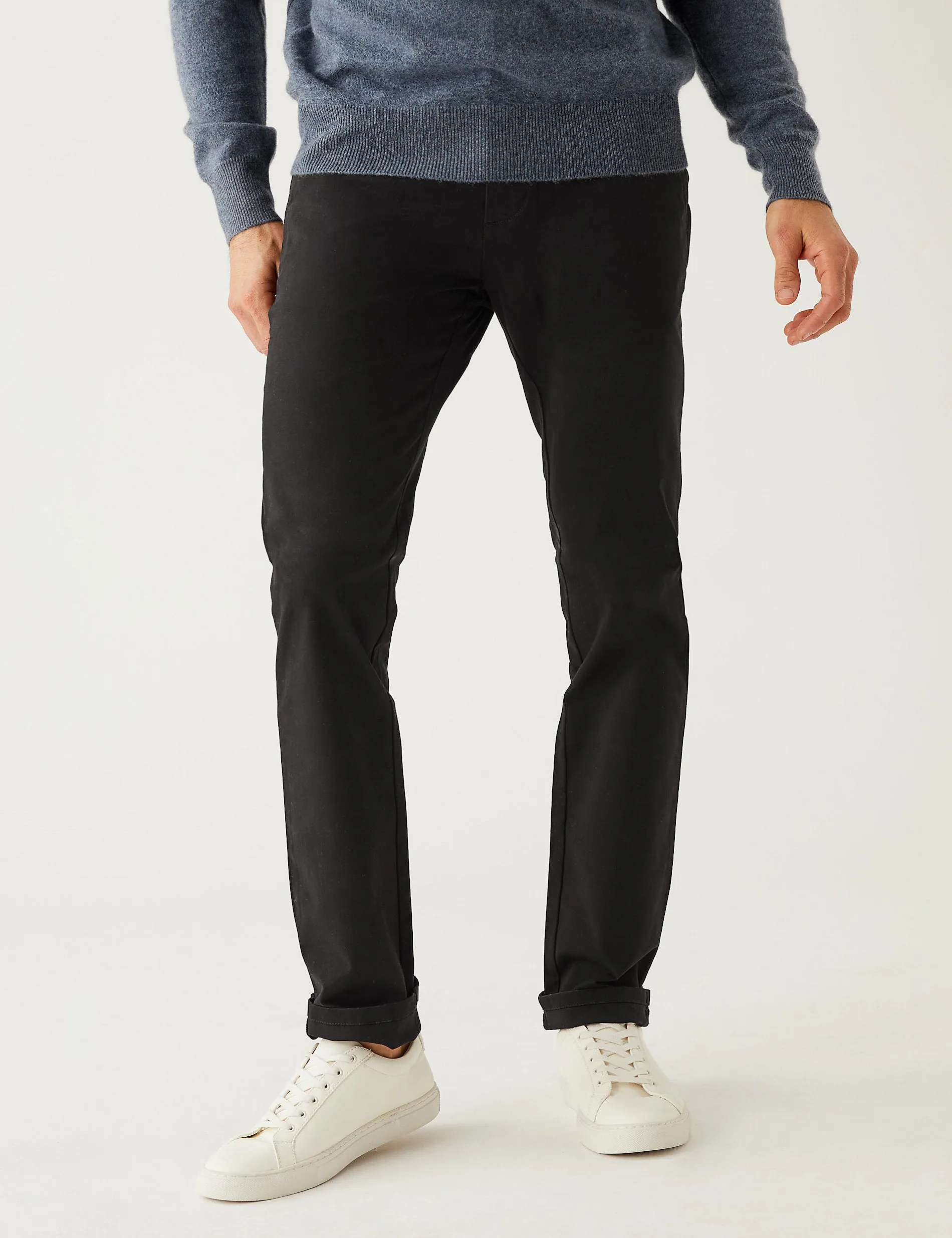 Marks & Spencer Slim Fit Stretch Chinos, Black Mix
