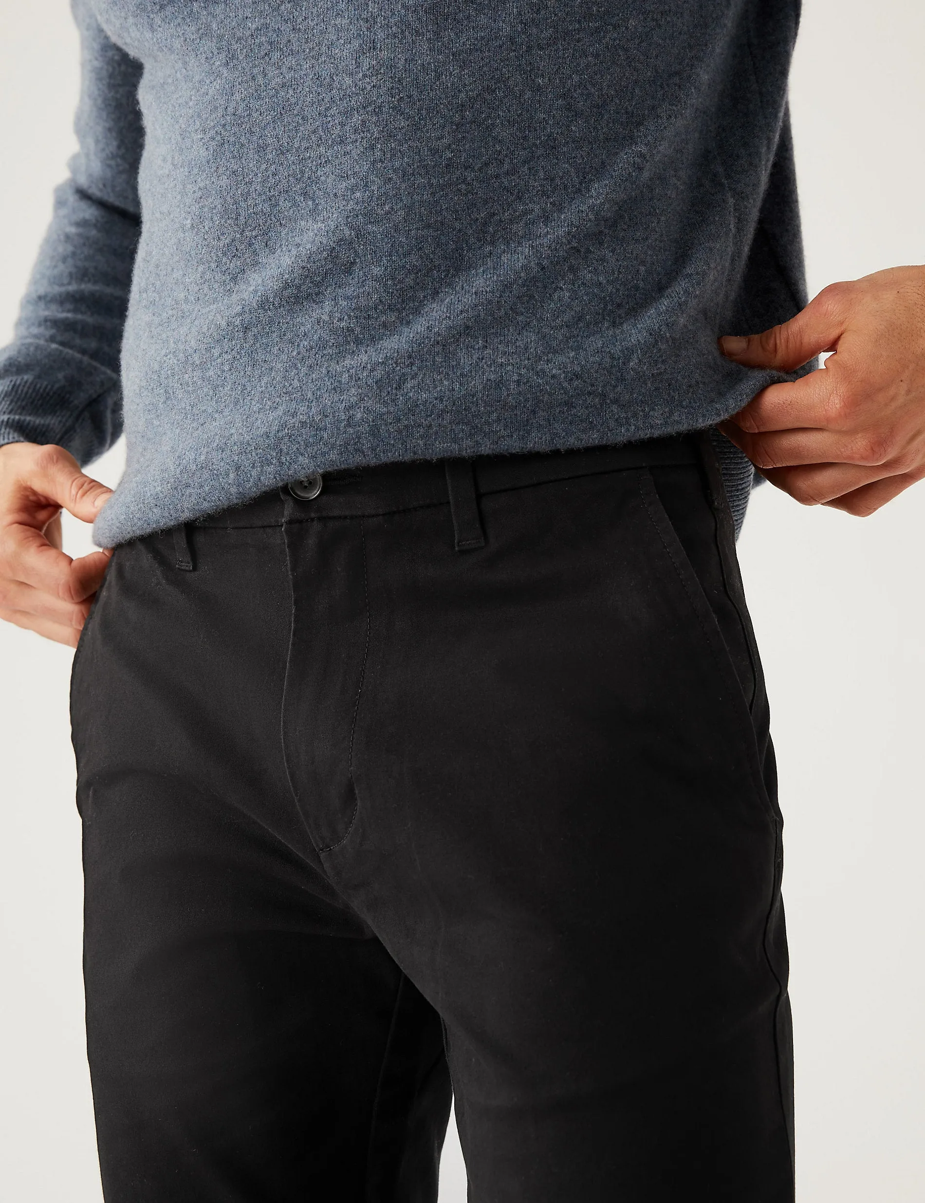 Marks & Spencer Slim Fit Stretch Chinos, Black Mix