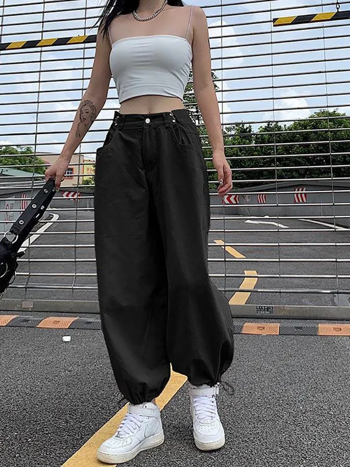 Mid Rise Plain Harem Cropped Pants