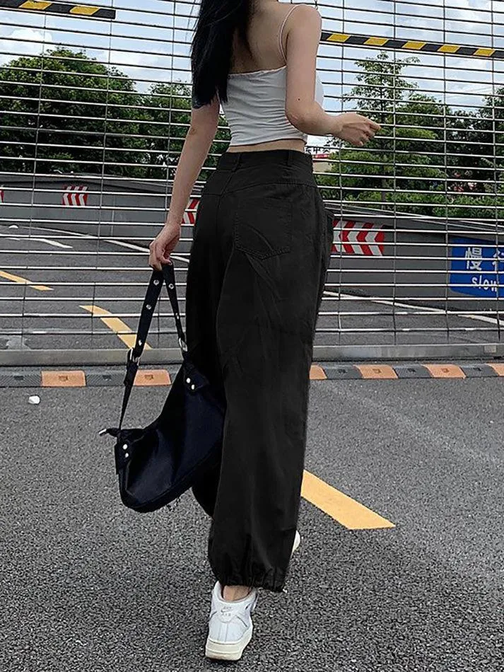 Mid Rise Plain Harem Cropped Pants