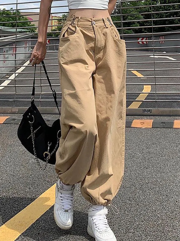 Mid Rise Plain Harem Cropped Pants