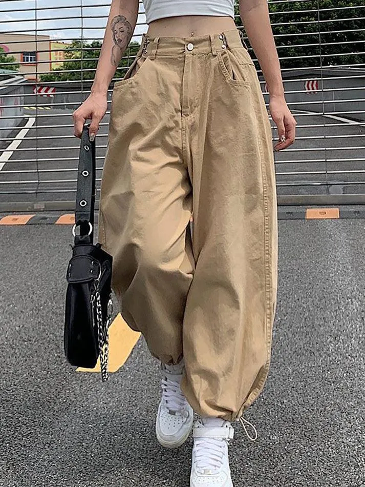 Mid Rise Plain Harem Cropped Pants