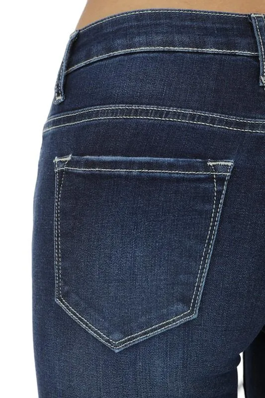 MID RISE SKINNY JEANS  (DARK WASH)