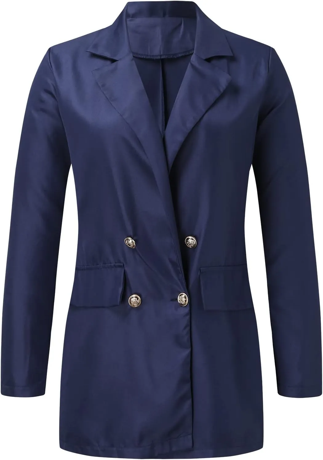 Miyaomn Womens Solid Color Casual Office Blazer Suit Jacket Slim Fit Double Breasted Notched Shawl Collar Sports Coat Outwear
