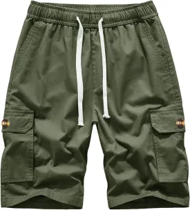 Msmsse Womens Cargo Hiking Shorts Summer Casual Drawstring Knee Length Shorts for Women