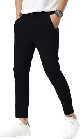 Plaid&Plain Men's Slim Fit Khaki Pants Stretch Cropped Chino Skinny Pants