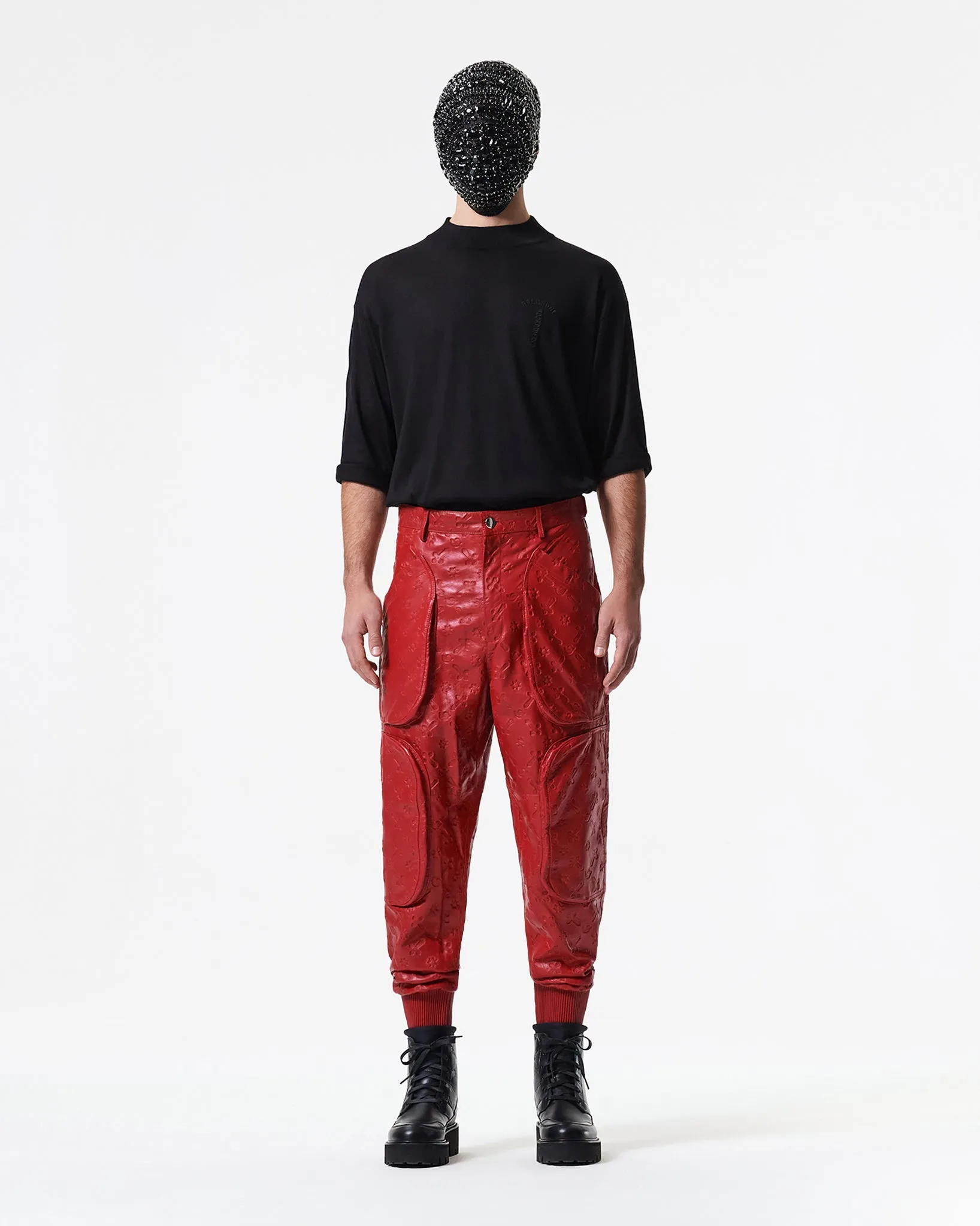 RED LEATHER JOGGER PANTS