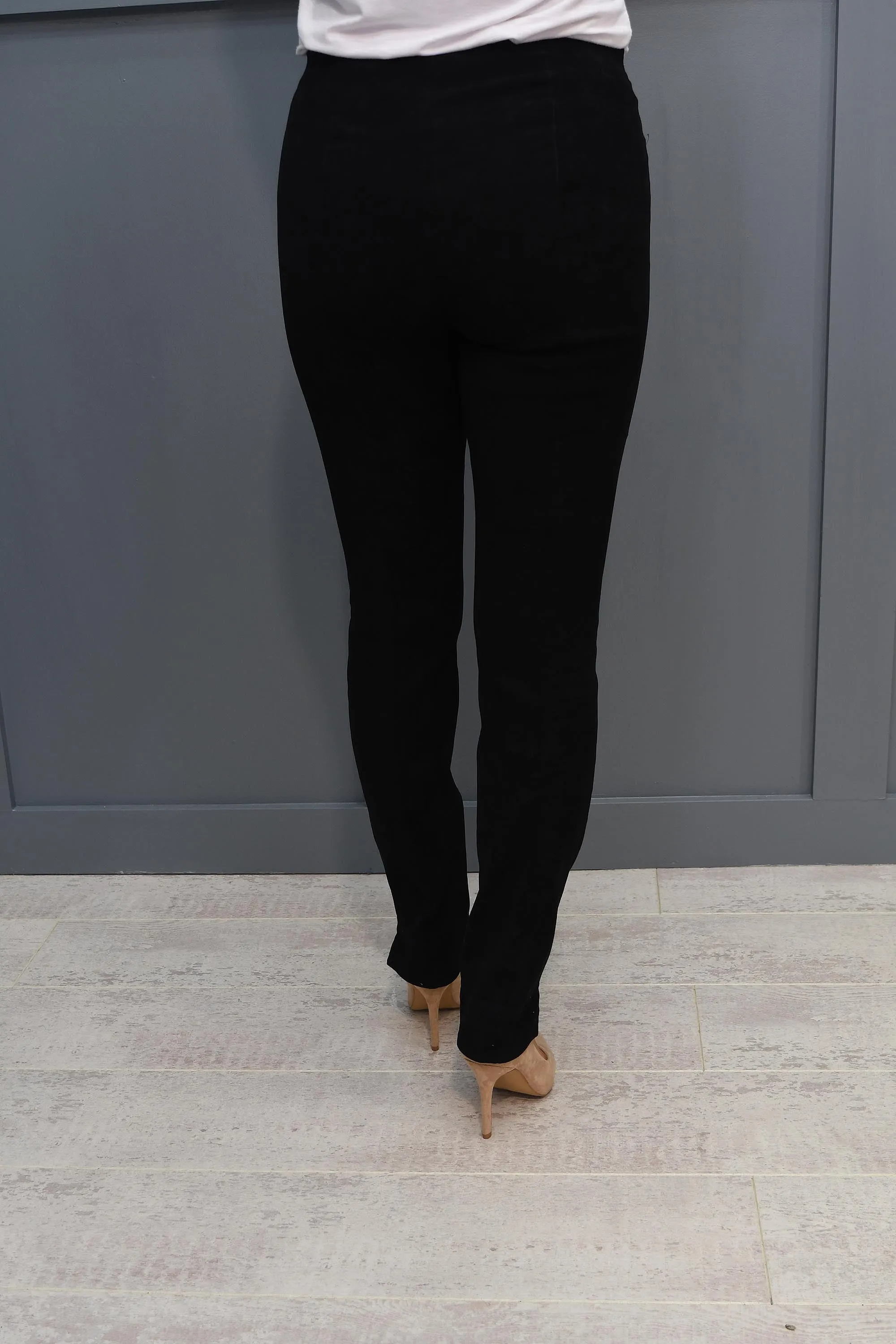 Robell Rose Super Slim Fit Slate Black Faux Suede Trousers - 51673 54451 90