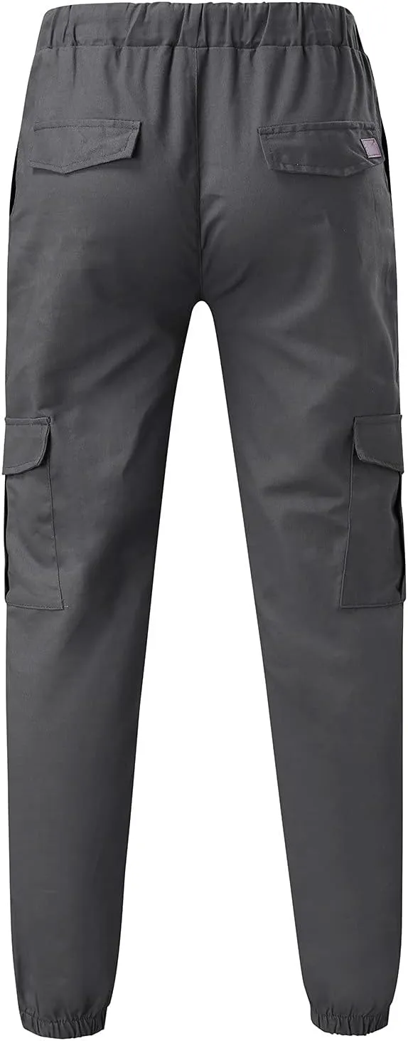 Slim Fit Work Jogger Pants for Men Stretch Twill Cotton Cargo Joggers Sweatpants Elastic Waist Cargo Hiking Pants